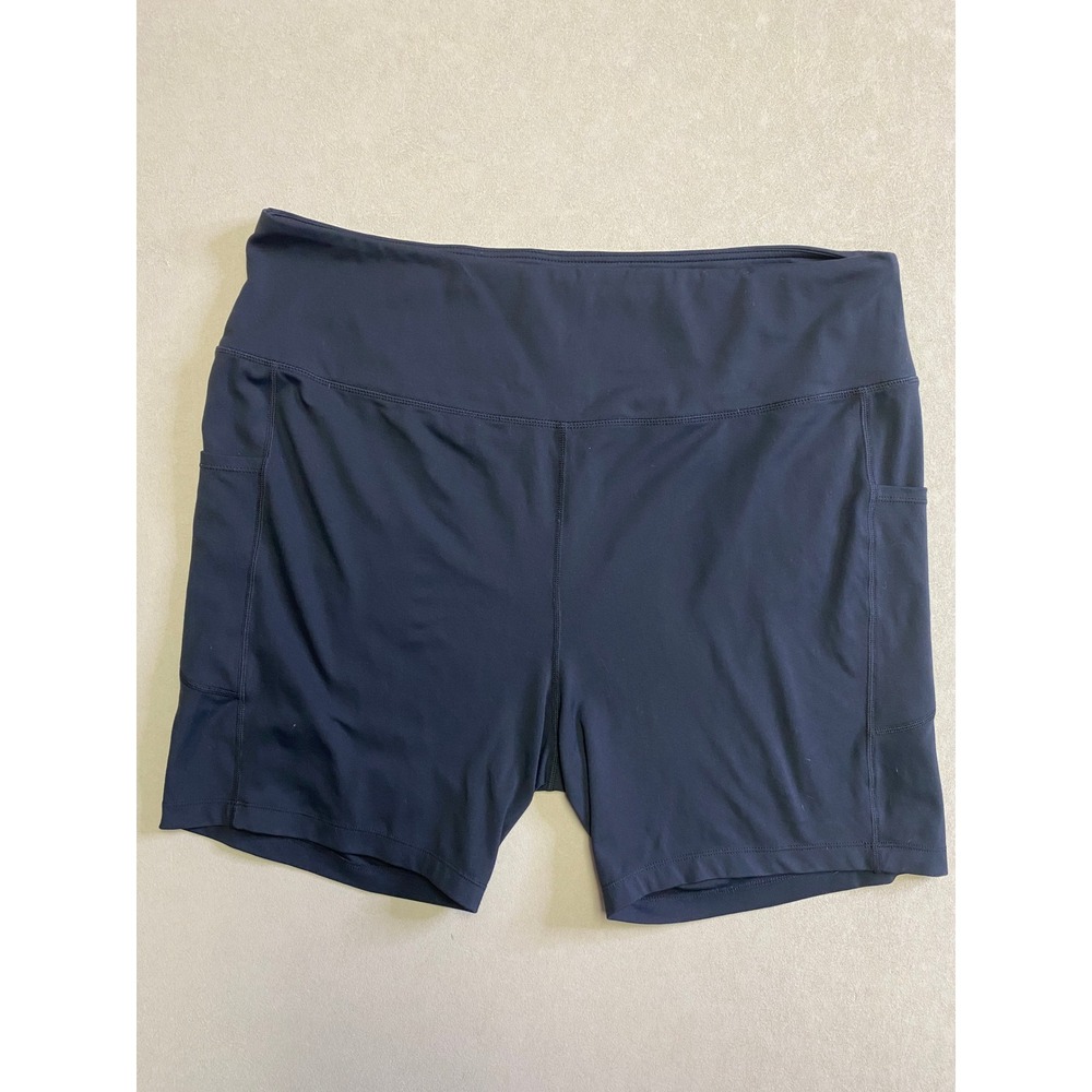 Baleaf Womens Navy Blue High Waisted Padded Bike Shorts Pockets Size 3XL